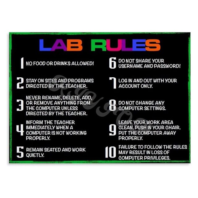 Computer Lab Learning Poster Computer Lab Rules Poster Computer Classroom Rules Wall Art for ...