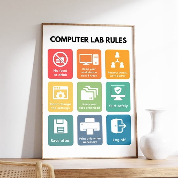 Computer Lab Rules Wall Art Print
