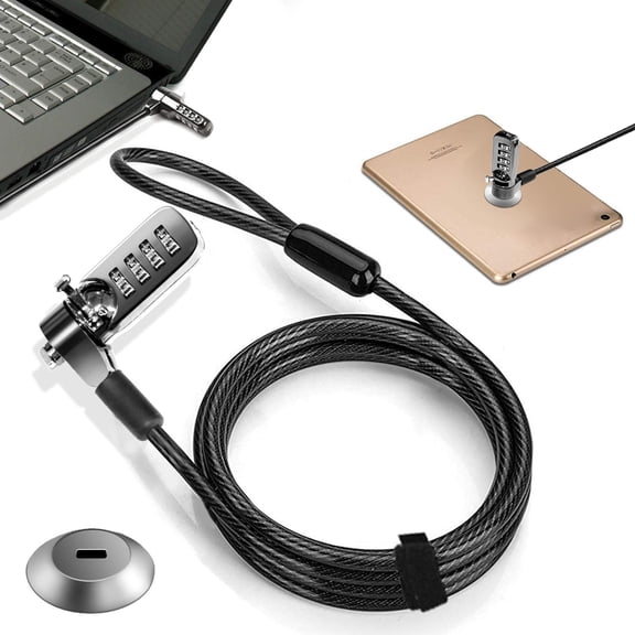Computer Laptop Cable Lock  Slot Plate 6.23ft Cable  Security Computer Combination Lock  4 Digital Password Protection Cable  Anti Theft Lock and Notebook Other Device