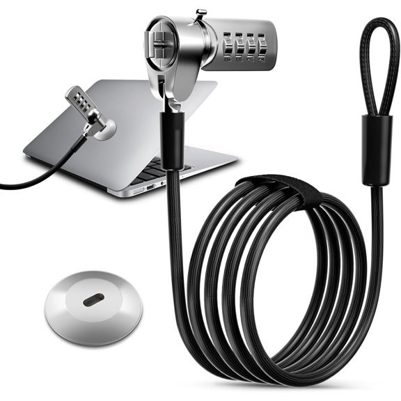 Computer Lock Laptop Lock with Slot Plate 6.23 ft Combination Security Locking Cable Digital Password Protection Lock Cable Anti Theft Lock for Laptop Computer Notebook and Other Device