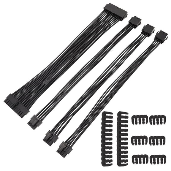Computer Mainboard 24Pin Power Supply Cable with GPU 8Pin CPU 8Pins Power Cord 18AWG Line Durable Comb Set