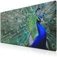 thumbnail image 1 of Computer Mat Blue mats, Large Mousepads Keyboard Mouse Pad, Chic Office Desk Accessories Non-Slip Rubber Base Waterproof with Stitched Edges, 35.4 X 15.7 inch for Work/Game/Office Peacock, 1 of 6