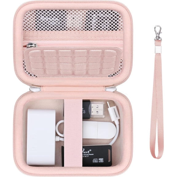 Computer Memory Card Readers Organizer Case Compatible with SD Card Reader, USB C SD Card Reader, TF Card, Micro SD Card, Portable Memory Card Accessories Storage Bag Travel Case, Pink
