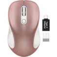 thumbnail image 1 of Wireless Mouse for Laptop, Ergonomic Silent Computer Mouse with USB & USB-C, 3 DPI 6 Buttons,Rose Gold, 1 of 8
