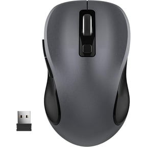 Wireless Mouse for Laptop, Ergonomic Silent Computer Mouse with USB & USB-C, 3 DPI 6 Buttons,Grey