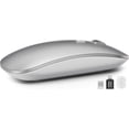 thumbnail image 1 of Bluetooth Wireless Mouse for MacBook, iPad, Laptop, Tri-Mode Rechargeable Silent Slim Computer Mouse for 3 Devices with USB & USB-C,Sliver, 1 of 7