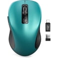 thumbnail image 1 of Wireless Mouse for Laptop, Ergonomic Silent Computer Mouse with USB & USB-C, 3 DPI 6 Buttons,Teal, 1 of 7