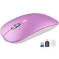 thumbnail image 1 of Bluetooth Wireless Mouse for MacBook, iPad, Laptop, Tri-Mode Rechargeable Silent Slim Computer Mouse for 3 Devices with USB & USB-C，Purple, 1 of 8