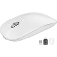 thumbnail image 1 of Bluetooth Wireless Mouse for MacBook, iPad, Laptop, Tri-Mode Rechargeable Silent Slim Computer Mouse for 3 Devices with USB & USB-C，White, 1 of 7