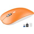 thumbnail image 1 of Bluetooth Wireless Mouse for MacBook, iPad, Laptop, Tri-Mode Rechargeable Silent Slim Computer Mouse for 3 Devices with USB & USB-C，Orange, 1 of 8