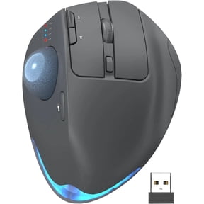 Ergonomic Wireless Trackball Mouse, Adjustable Angle, Thumb Control, Quiet Click, Rechargeable, Multi-Device Bluetooth & USB, for Windows Mac-Grey Ball