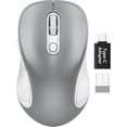 thumbnail image 1 of Wireless Mouse for Laptop, Ergonomic Silent Computer Mouse with USB & USB-C, 3 DPI 6 Buttons,Silver Grey, 1 of 8