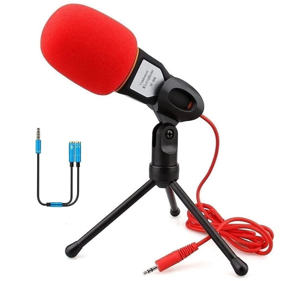 Computer Microphone,Condenser Microphone,3.5MM Plug and Play Omnidirectional Mic with Desktop Stand for Gaming,YouTube Video,Recording Podcast,Studio,for PC,Laptop,Tablet,Phone