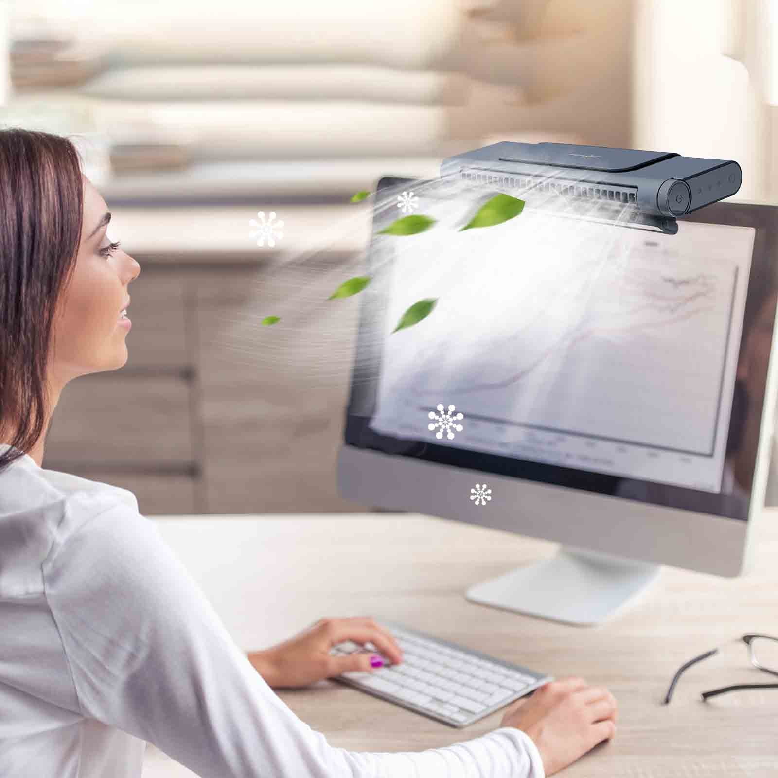 Computer Monitor Fan, Office Fan, Space Saving, 3 Speeds, Screen Clip ...