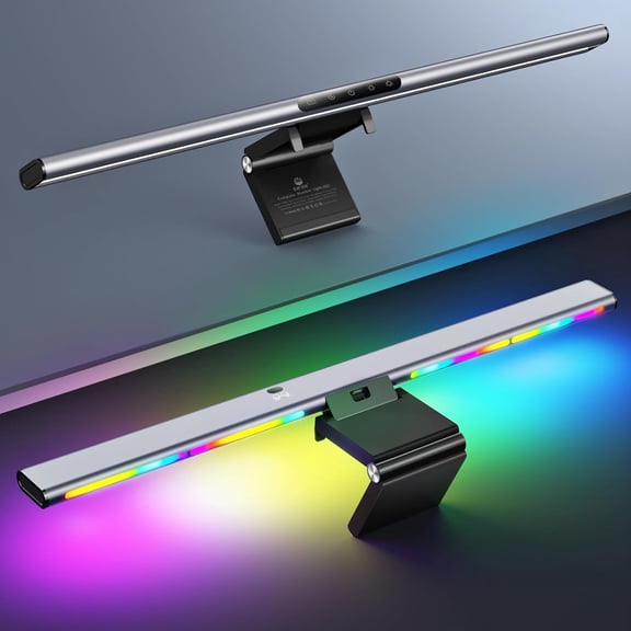 Computer Monitor Light Bar with Backlight for Home Office, Eye-Caring USB LED Reading Lamp, Dimmable Screen Monitor Lamp, Smart Motion Sensor, Touch Control, CRI 95+, No Screen Glare for (RGB)