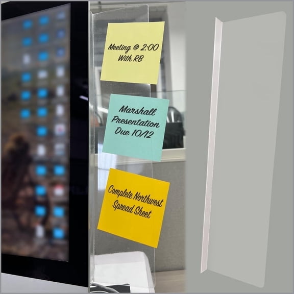 Computer Monitor Memo Board, 2 Pack, Sticky Note Holder, Semi-Transparent Flexible PVC, Desk Organizer, Desk Accessories & Workspace Organizers, 12" L x 3" W, Post It Holder