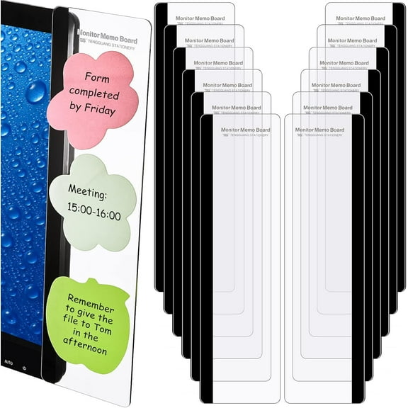 Computer Monitor Notes Monitor Message Board Screen Memo Board Monitor Memo Board Top Mount Computer Sticky Note Holder Message Memo Panel for Office, Left and Right(24 Pieces)