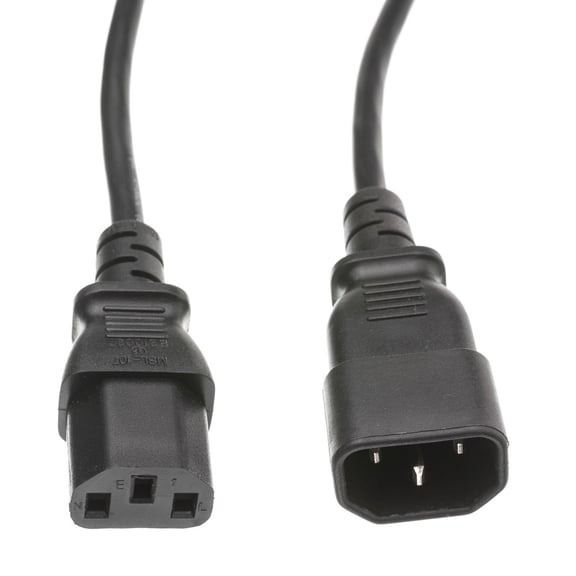Computer - Monitor Power Extension Cord, Black, C13 to C14, 10 Amp, 1 foot