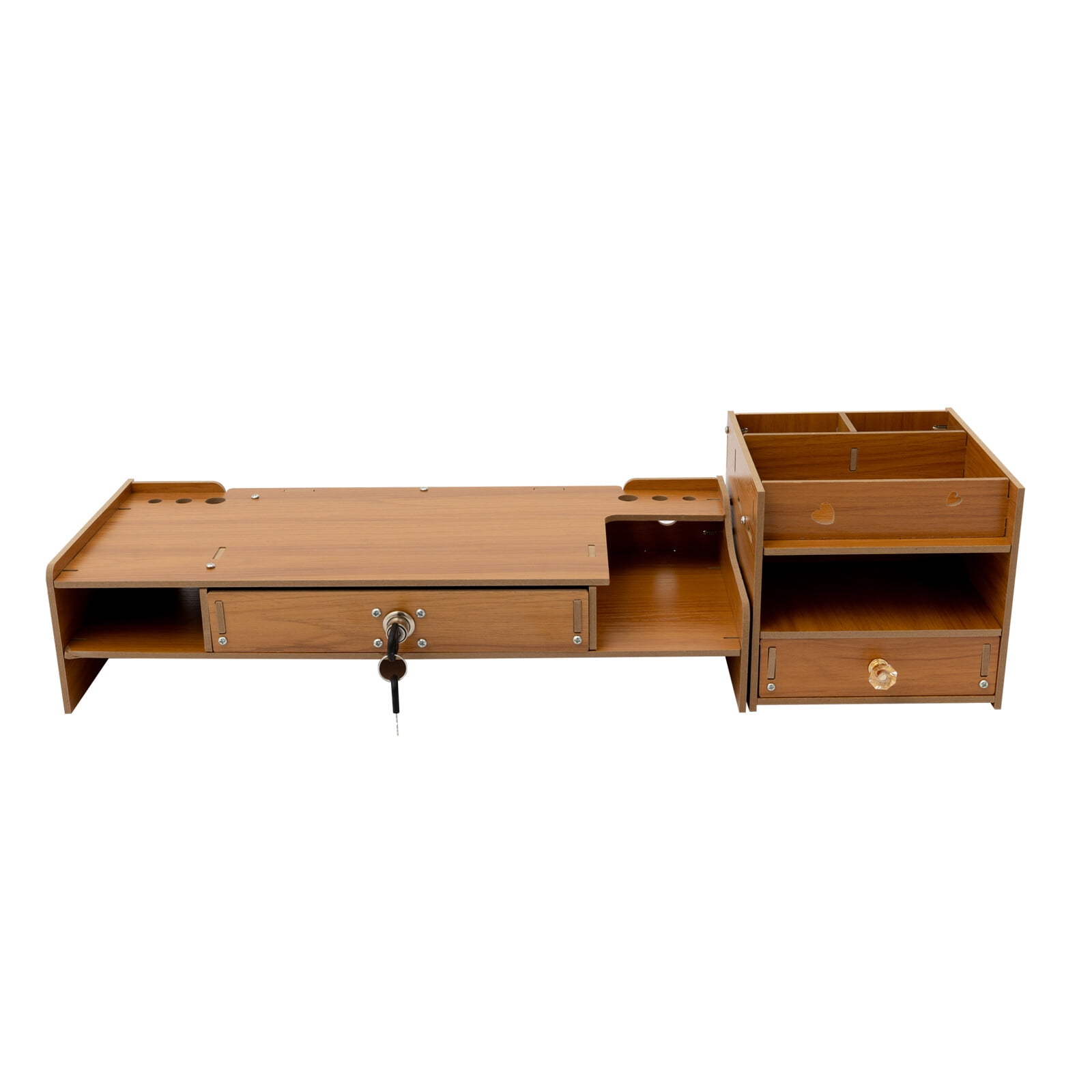Computer Monitor Riser, Monitor Stand, Monitor Stand Riser, Z08-2 Cherry Wood Desktop Organizer, MDF Construction, Storage Drawers, Shelving, Strong Load-Bearing, Stable, Home Office Workstation