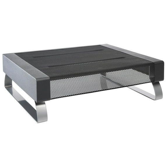 Computer Monitor Stand, 35-Pound Capacity, Black/Silver