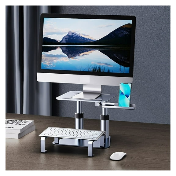 Computer Monitor Stand Height Adjustable Retractable Mount Desk Laptop Riser Keyboard Support ,Easy Setup