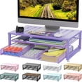 thumbnail image 1 of Computer Monitor Stand Riser, office organizer with Drawer, Office Organizers Storage for Classroom Office Supplies (Purple), 1 of 13