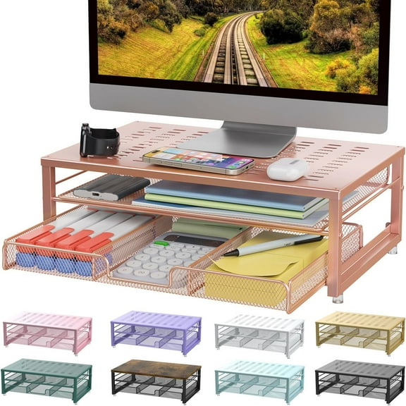 Computer Monitor Stand Riser, office organizer with Drawer, Office Organizers Storage for Classroom Office Supplies