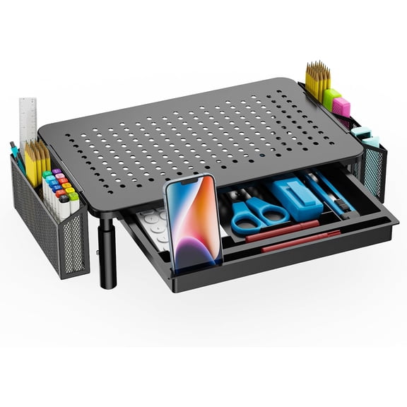 Computer Monitor Stand for Desk, Adjustable Laptop Riser, Desk Monitor Stand Underneath Storage for Office, School Supplies (PTT001-B), 1 Pack, Black