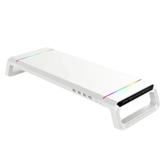Computer Monitors Stand Risers with USB Hubs LED Light Foldable Computer Stand with Storage Drawer and Phone Holder