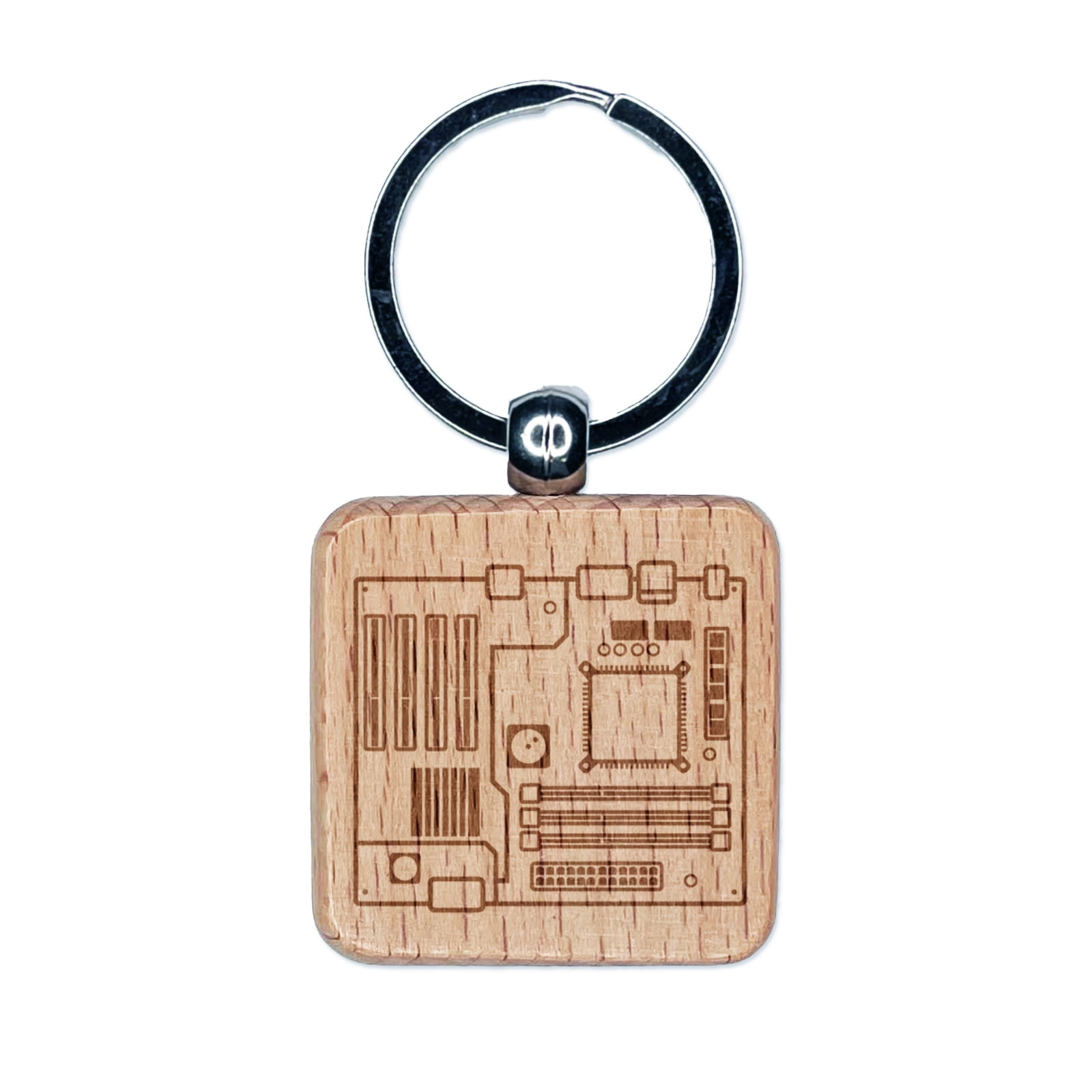 Computer Motherboard Circuit Board Square Keychain Charm Tag