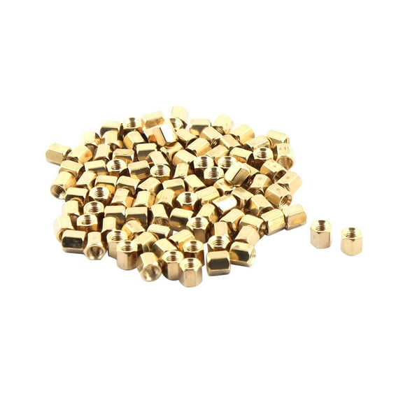 Computer Motherboard M3x5 M3 Female Threaded Bolts Brass Standoff Spacer 100 Pcs