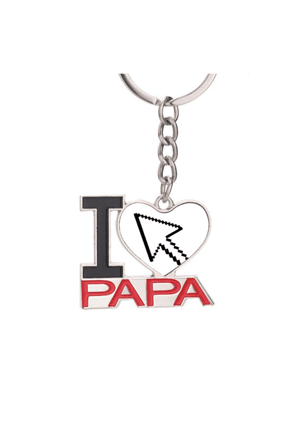 Computer Mouse Arrow Pixel Keychain Metal Keyring Holder Love PAPA Father