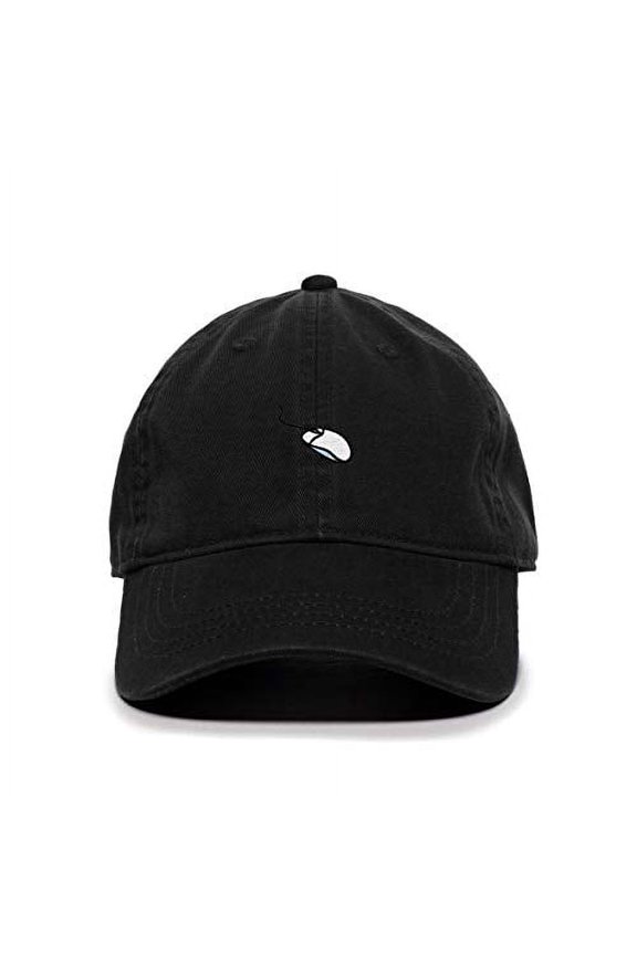 Computer Mouse Baseball Cap Embroidered Cotton Adjustable Dad Hat Black