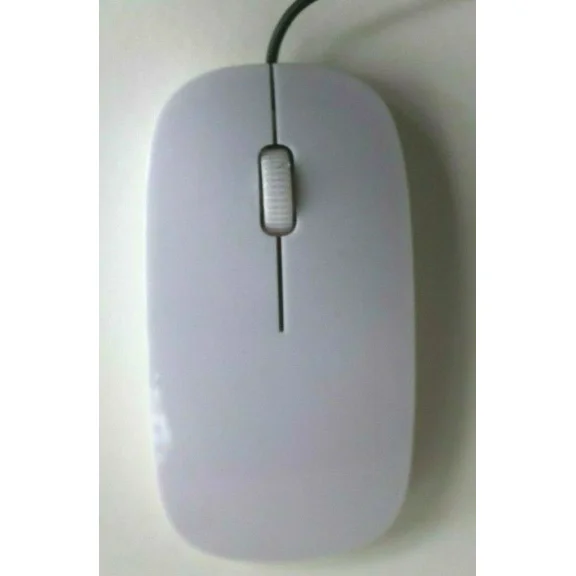 Computer Mouse Usb Wired, Scroll Wheel, White, Red Led Light, For Laptop Pc Mac