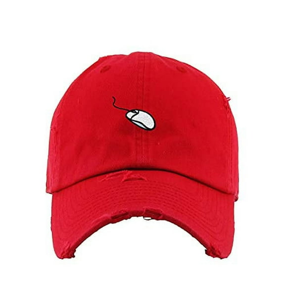 Computer Mouse Vintage Baseball Cap Embroidered Cotton Adjustable Distressed Dad Hat
