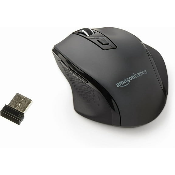 Computer Mouse Wireless, Ergonomic, 2.4 GHz Optical, DPI Adjustable, Compatible With PC, Mac, Laptop, Black