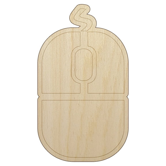 Computer Mouse Wood Shape Unfinished Piece Cutout Craft DIY Projects - 4.70 Inch Size - 1/8 Inch Thick