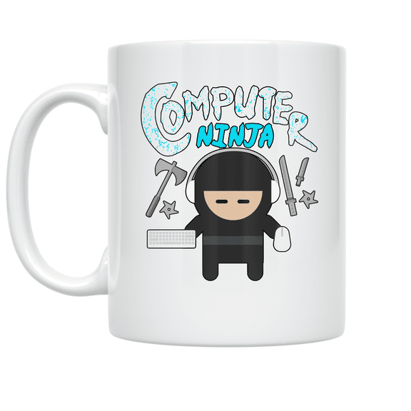 Computer Ninja 11 oz Coffee Mug - Funny Hacking Technology Humor White Ceramic Gift