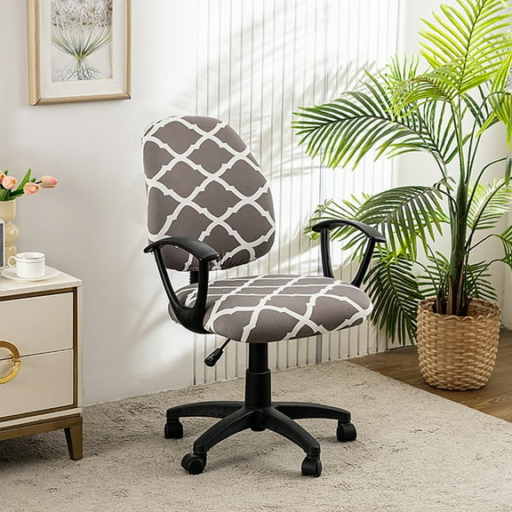 Computer Office Chair Cover - Split Protective & Stretchable Cloth Polyester Universal Desk Task Chair Chair Covers Stretch Rotating Chair Slipcover