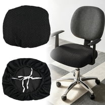 Black Armless Office Vanity Chair Cover, Waterproof Stretch Criss Cross ...