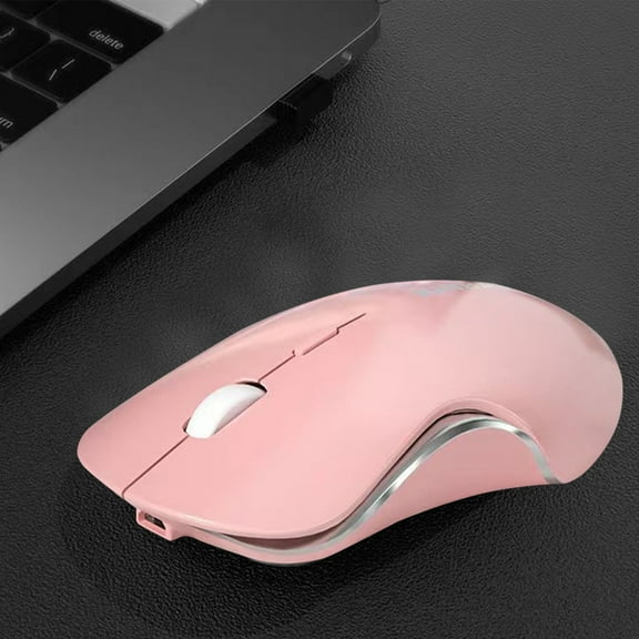 Computer Office Mouse Mute Wireless Battery Plug And Play Transmission Stable Fashion Beautiful Shallow Body Feel Comfortable Mouse Charging Large Capacity Pink