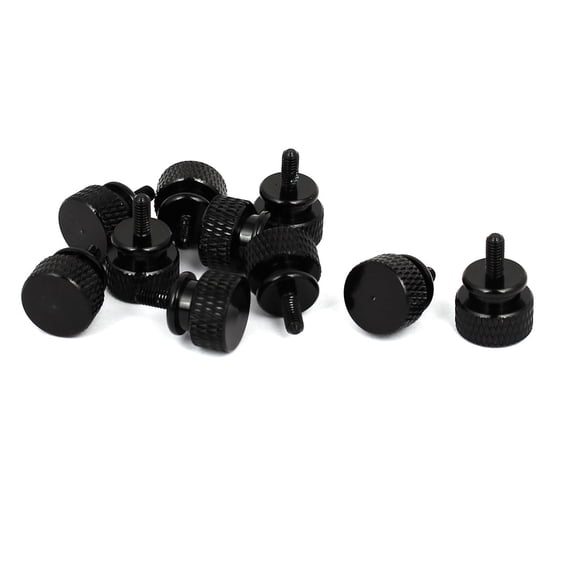 Computer PC Case Aluminum Alloy Knurled Thumb Screws Black M3x7mm 10pcs