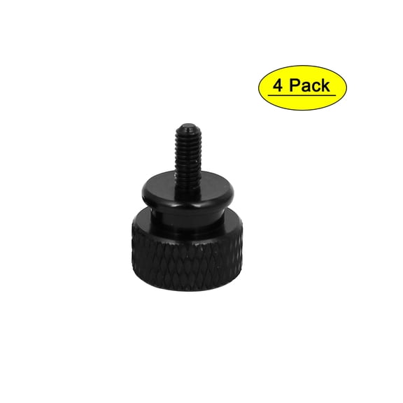Computer PC Case Aluminum Alloy Knurled Thumb Screws Black M3x7mm 4pcs