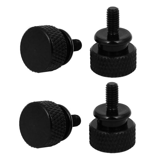 Computer PC Case Fully Threaded Knurled Thumb Screws Black M3.5x7mm 4pcs