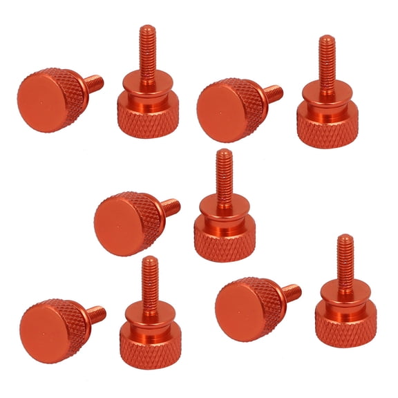 Computer PC Case Fully Threaded Knurled Thumb Screws Orange M3.5x12mm 10pcs
