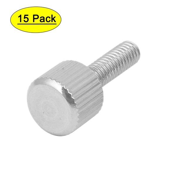 Computer PC Case Stainless Steel Flat Head Knurled Thumb Screw M4 x 14mm 15pcs