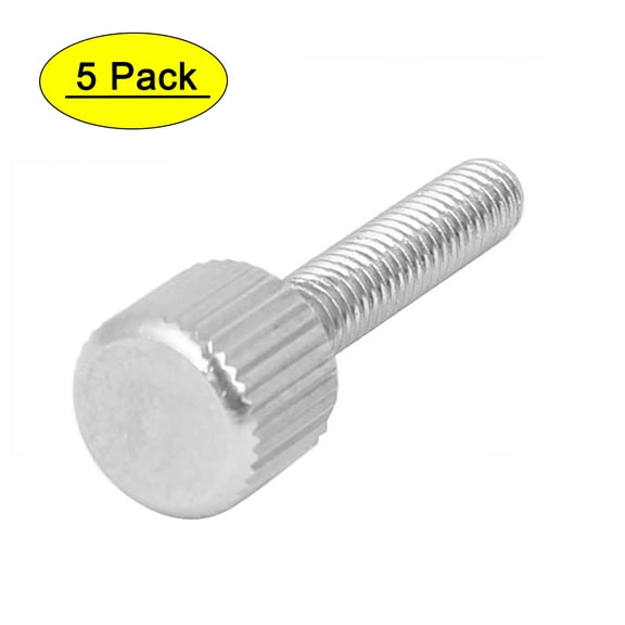 Computer PC Case Stainless Steel Flat Head Knurled Thumb Screw M4 x 20mm 5pcs