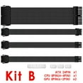 thumbnail image 1 of Computer PC Flexible 18AWG Power Supply PSU Sleeved Extension Cable Combo Kit ATX 24PIN CPU GPU PCIE 8Pin 6PIN Module Cord, 1 of 6