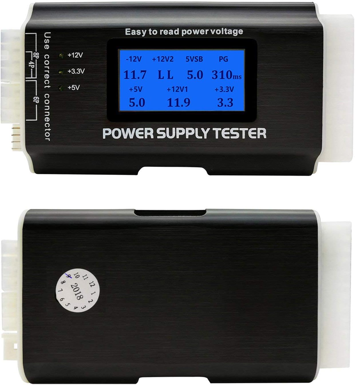 Computer PC Power Supply Tester, ATX/ITX/IDE/HDD/SATA/BYI Connectors Power Supply Tester, 1.8'' LCD Screen (Aluminum Alloy Enclosure) - image 1 of 7