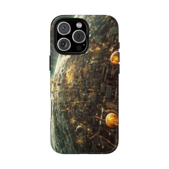 Computer Planet Simulation World Futuristic Sci Fi Artistic Phone Case for iPhone 11 12 13 14 15 16 17 Pro Max